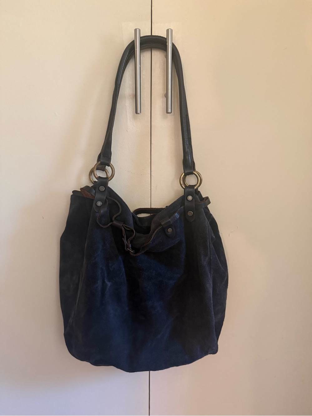 Classic grey blue Suede Shoulder Bag / perfect carry all bag!